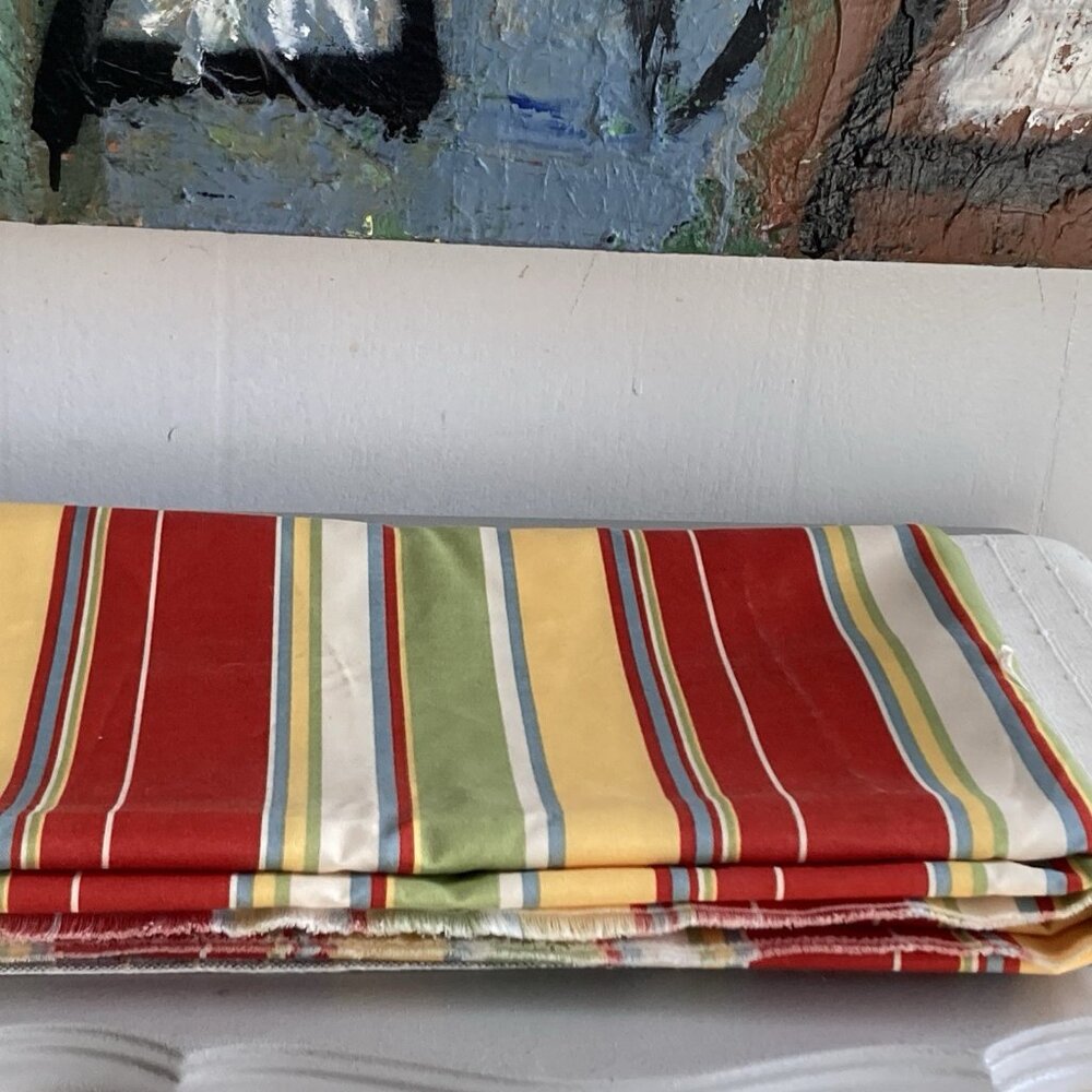 VTG Upholstery Fabric JOHN WOLF Richloom Fabrics Beachy Coastal Stripe BIG REM